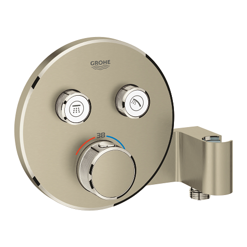 Thermostat for concealed installation with 2 valves and integrated shower holder
