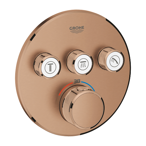 Thermostat for concealed installation with 3 valves
